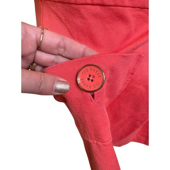 Ted Baker Harmia Coral Pocket Button Fit and Flare Mini Dress - 2 / US 4 - Picture 4 of 11